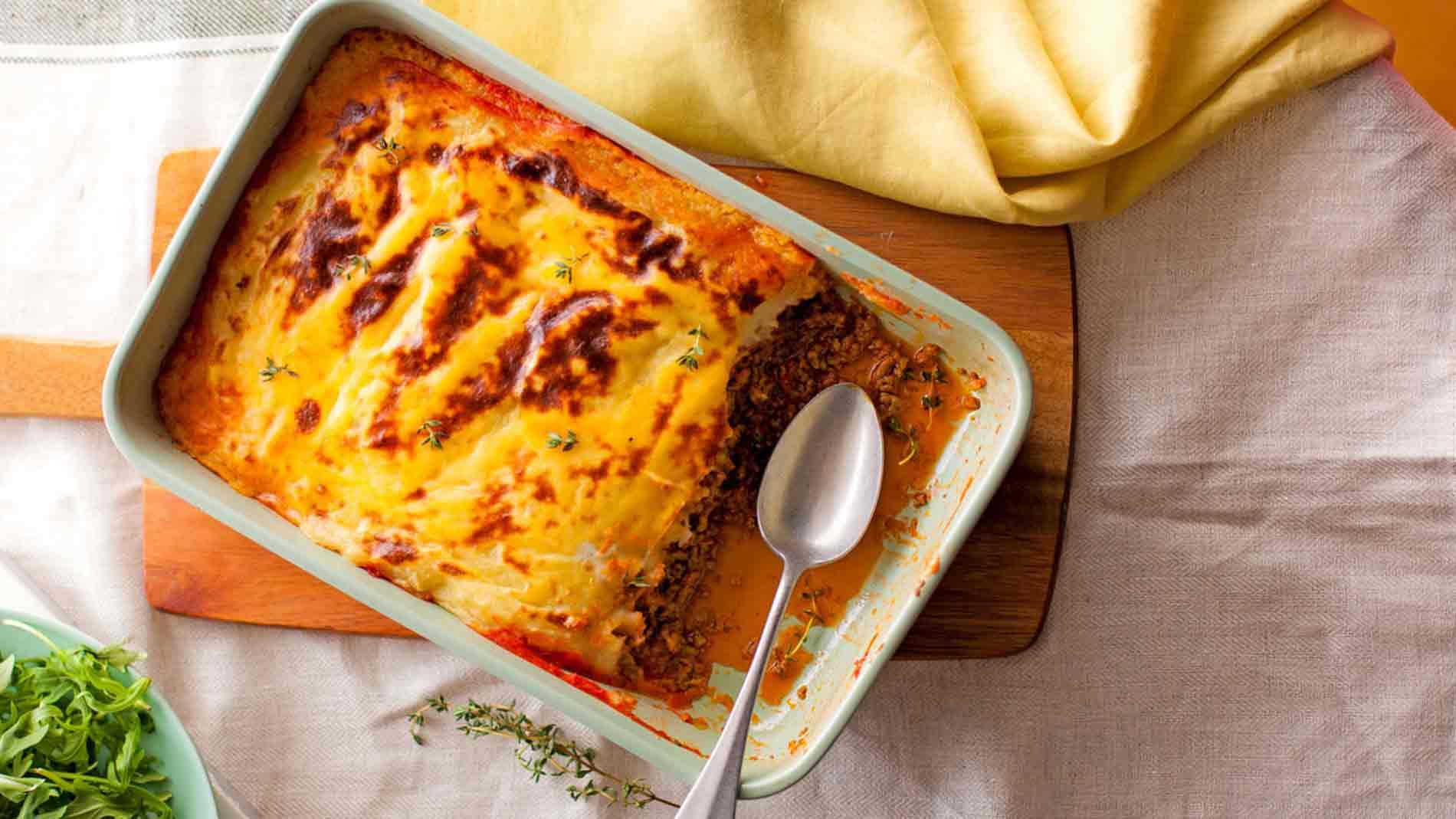 Pastel de carne con puré de patata